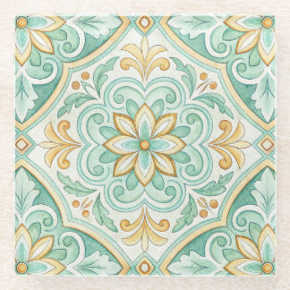 Moroccan Tile Geometric Floral Pattern Glasuntersetzer