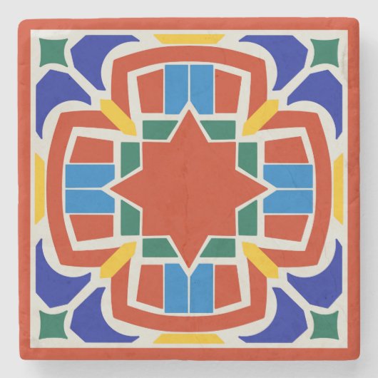 Moroccan Tile Marble Stone Coaster Steinuntersetzer (Vorderseite)