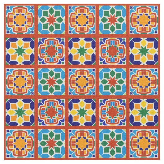 Moroccan Tile Pattern Fabric Quilting Sewing Stoff (Nahaufnahme)