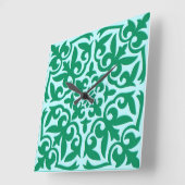 Moroccan tile - turquoise and aqua quadratische wanduhr (Winkel)