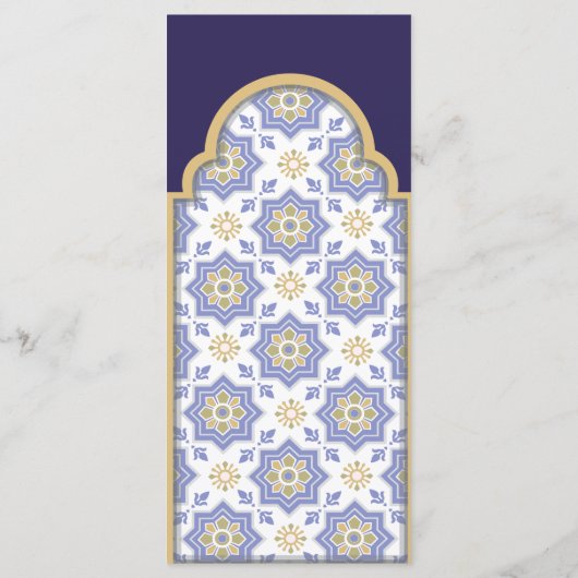 Moroccan Tile Wedding Menu Card Menükarte (Rückseite)