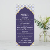 Moroccan Tile Wedding Menu Card Menükarte (Stehend Vorderseite)