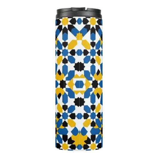 Moroccan Zellige Geometric Tile Pattern Art Design Thermosbecher (Rückseite)