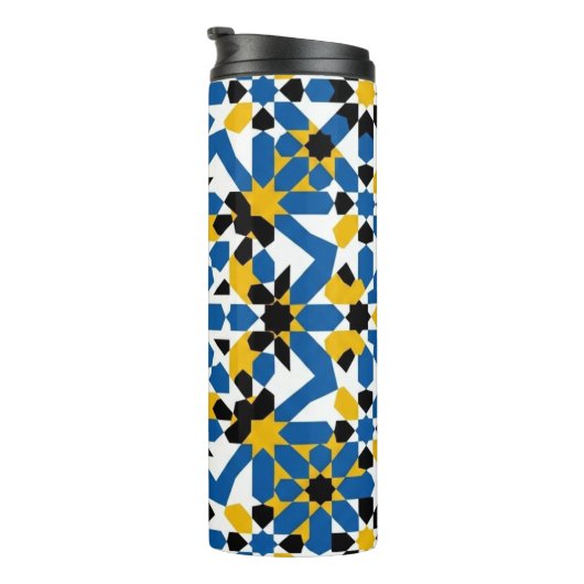 Moroccan Zellige Geometric Tile Pattern Art Design Thermosbecher (Nach rechts gedreht)