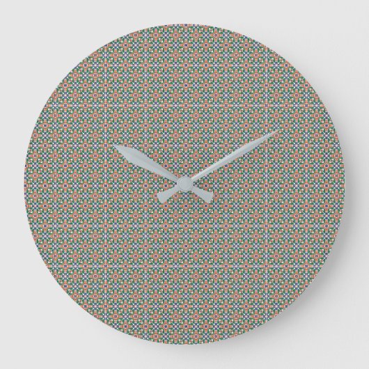 Moroccan Zellige Pattern Ornate Wall Clock Große Wanduhr (Vorderseite)