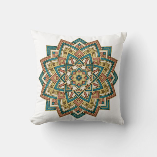 Moroccan Zellij Tile Art Pillow Kissen (Vorderseite)