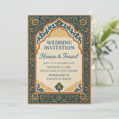 Moroccanische Hochzeitseinladung Vorlage – Elegant (Stehend Vorderseite)