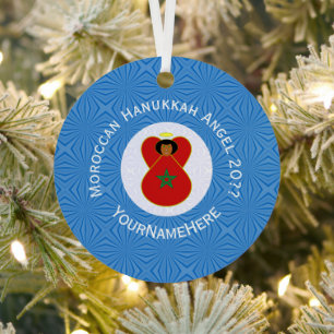 Moroccanischer Hanukkah-Engel-Flagge Personalisier Ornament Aus Metall