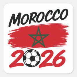 Morocco 2026 Soccer Fan Football Supporter Pride  Quadratischer Aufkleber