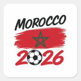 Morocco 2026 Soccer Fan, Football Supporter Pride  Quadratischer Aufkleber