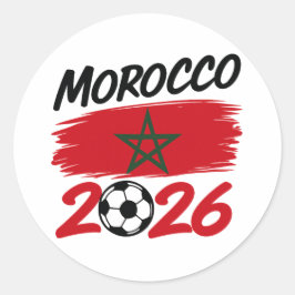 Morocco 2026 Soccer Fan, Football Supporter Pride  Runder Aufkleber