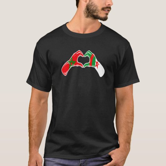 Morocco Algeria Flag - Moroccan Algerian Heart Pre T-Shirt (Vorderseite)