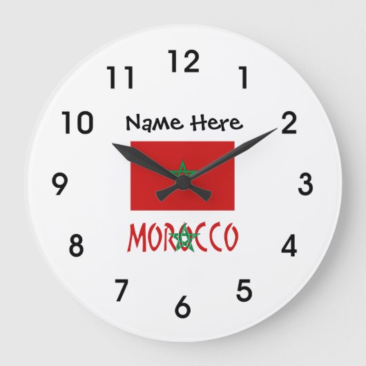 Morocco and Moroccan Flag with Your Name Große Wanduhr (Vorderseite)