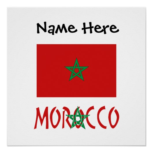Morocco and Moroccan Flag with Your Name Poster (Vorderseite)