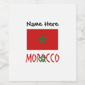 Morocco and Moroccan Flag with Your Name Weinetikett (Einzelnes Label)