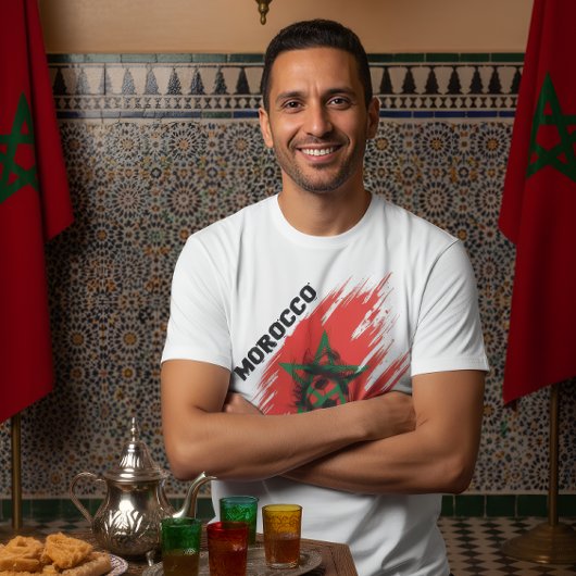 Morocco Football Flag Design T-Shirt