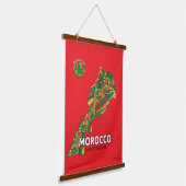 Morocco Land of Dreams Map Wood Wall Tapestry Wandteppich Mit Holzrahmen (Gewinkelt)