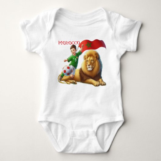 Morocco Lion Baby Bodysuit  Football Pride Outfit Baby Strampler (Vorderseite)