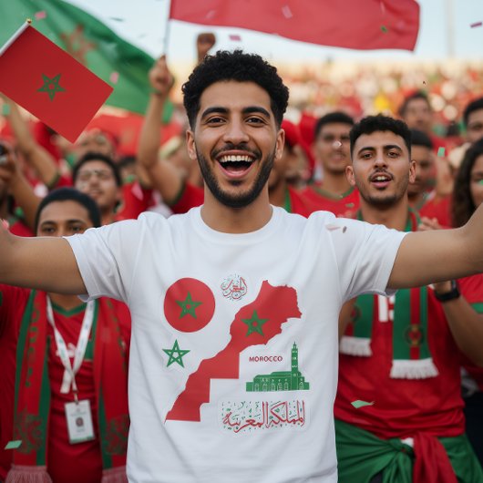 Morocco Map & Flag Sticker T-Shirt
