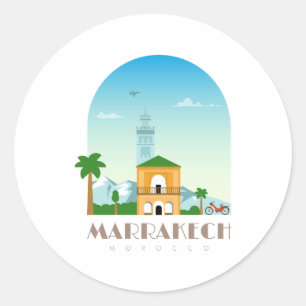 Morocco Skyline Runder Aufkleber