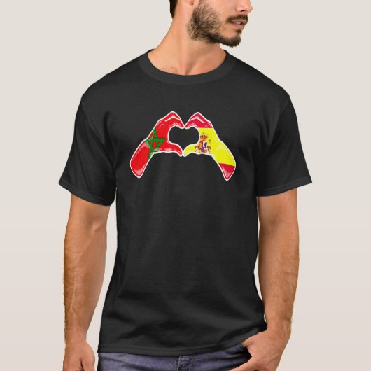 Morocco Spain Flag - Moroccan Spanish Heart T-Shirt (Vorderseite)