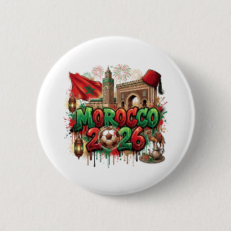 Morocco Vintage Flag Moroccan African Button