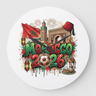 Morocco Vintage Flag Moroccan African Große Wanduhr