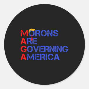 Moronen regieren Amerika lustig Trump 2024 1 Runder Aufkleber