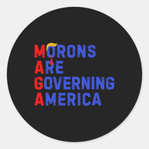 Moronen regieren Amerika lustig Trump 2024 3 Runder Aufkleber