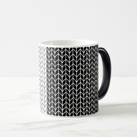 Morphing-Tasse "BLACK & WHITE STRICK" Verwandlungstasse (VorderseiteRechts)