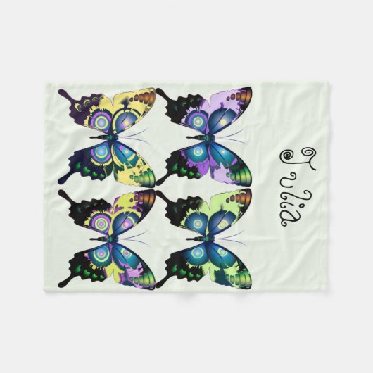 Morpho Blue Elegant Butterflies Fleece Blanket (Vorderseite (Horizontal))