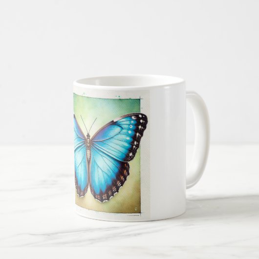 Morpho Butterfly 110924IREF224 - Watercolor Kaffeetasse (VorderseiteRechts)