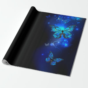 Morpho Butterfly im dunklen Hintergrund Geschenkpapier