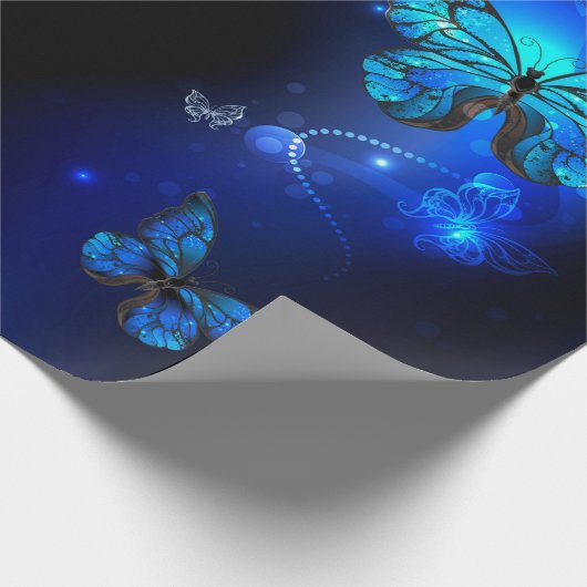 Morpho Butterfly im dunklen Hintergrund Geschenkpapier (Ecke)
