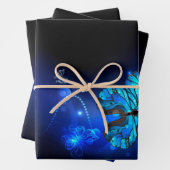 Morpho Butterfly im dunklen Hintergrund Geschenkpapier Set (Beispiel)