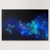 Morpho Butterfly im dunklen Hintergrund Puzzle (Horizontal)