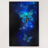 Morpho Butterfly im dunklen Hintergrund Puzzle (Vertikal)