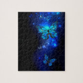 Morpho Butterfly im dunklen Hintergrund Puzzle (Vertikal)