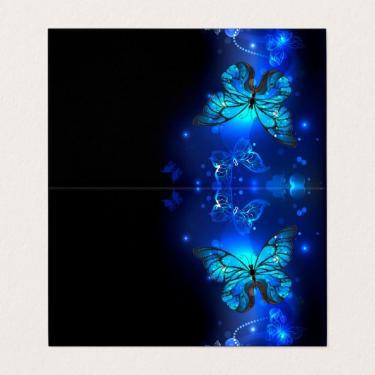 Morpho Butterfly im dunklen Hintergrund Visitenkarten (Außenseite Aufgefaltet)