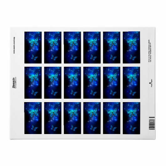 Morpho Butterfly in the Dark Background Adressaufkleber (Vorne)