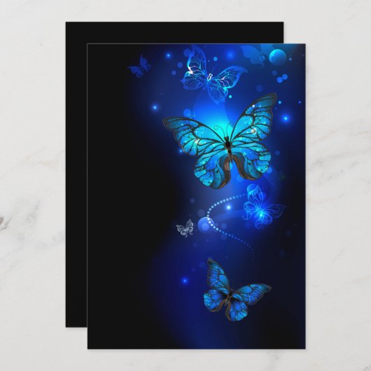 Morpho Butterfly in the Dark Background Ankündigung (Vorne/Hinten)