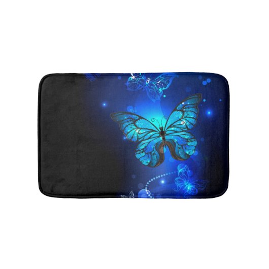 Morpho Butterfly in the Dark Background Badematte (Vorderseite)