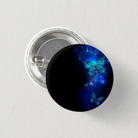Morpho Butterfly in the Dark Background Button (Vorne & Hinten)