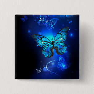 Morpho Butterfly in the Dark Background Button