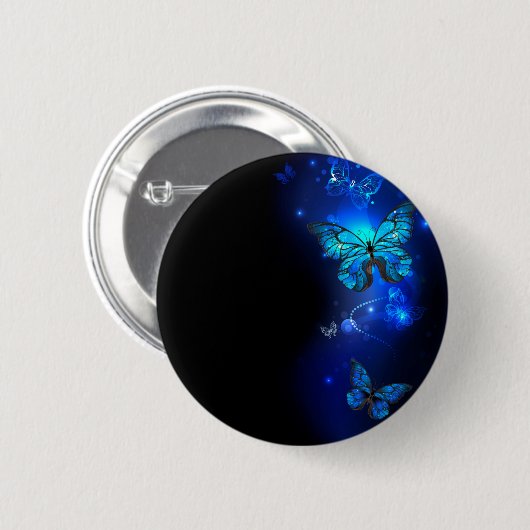 Morpho Butterfly in the Dark Background Button (Vorne & Hinten)
