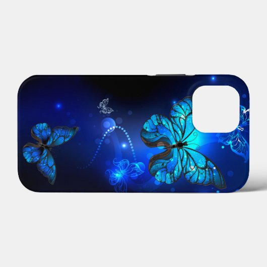 Morpho Butterfly in the Dark Background Case-Mate iPhone Hülle (Rückseite (Horizontal))