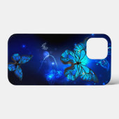 Morpho Butterfly in the Dark Background Case-Mate iPhone Hülle (Rückseite (Horizontal))