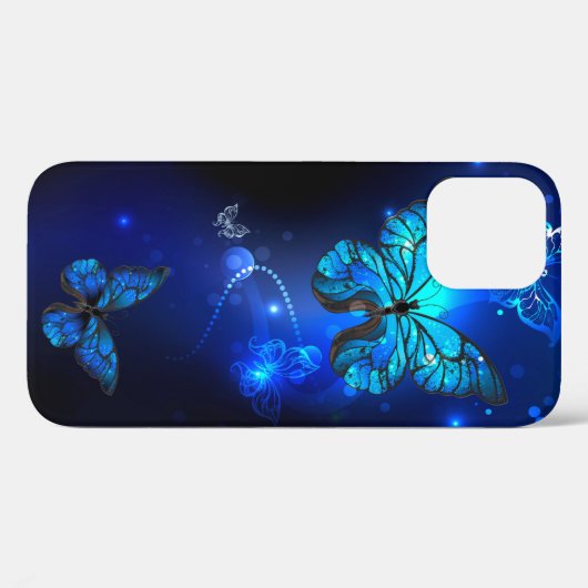 Morpho Butterfly in the Dark Background Case-Mate iPhone Hülle (Rückseite (Horizontal))
