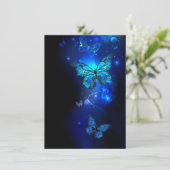 Morpho Butterfly in the Dark Background Dankeskarte (Stehend Vorderseite)