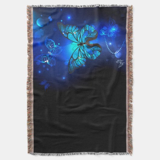 Morpho Butterfly in the Dark Background Decke (Vorderseite Vertikal)